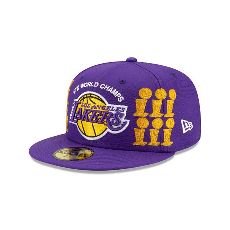 NBA Los Angeles Lakers Championship Trophy 59Fifty Fitted (PRY3831) - Purple New Era Caps